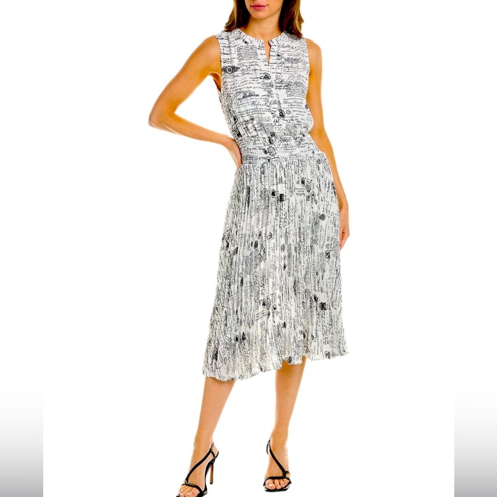 T Tahari Sleeveless Split Neck Midi Dress - Size Large